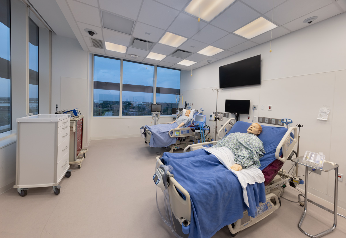 Interior design patient room teaching view of the Cleveland Clinic in Weston, FL.