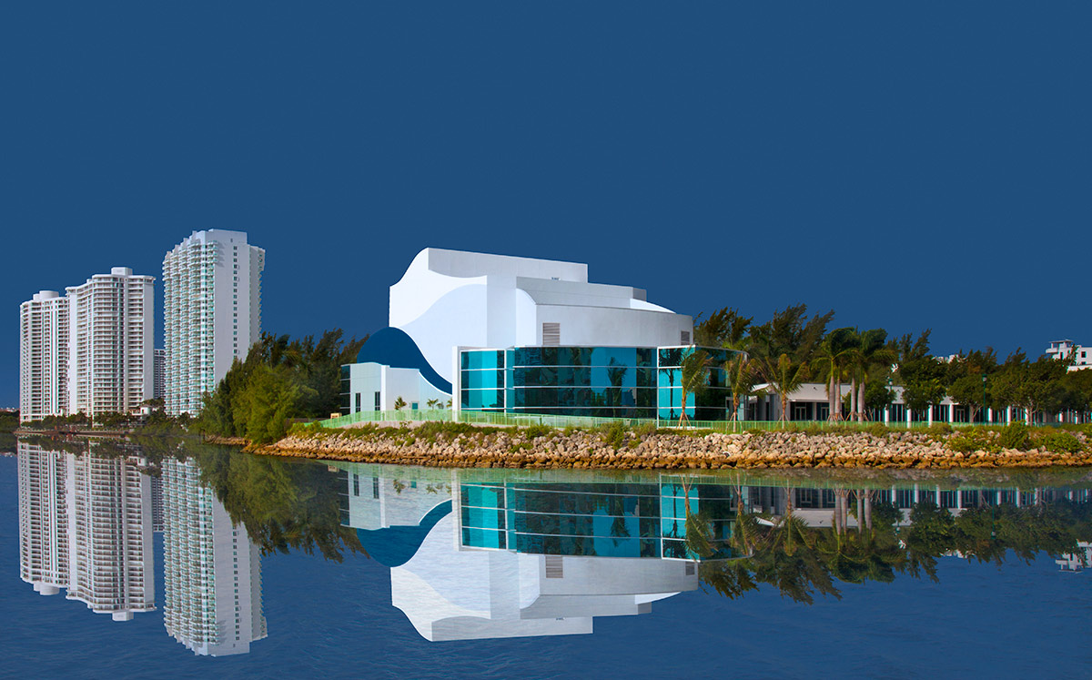 Architectural view of Aventura Arts snd Cultural Center - Aventura. FL.