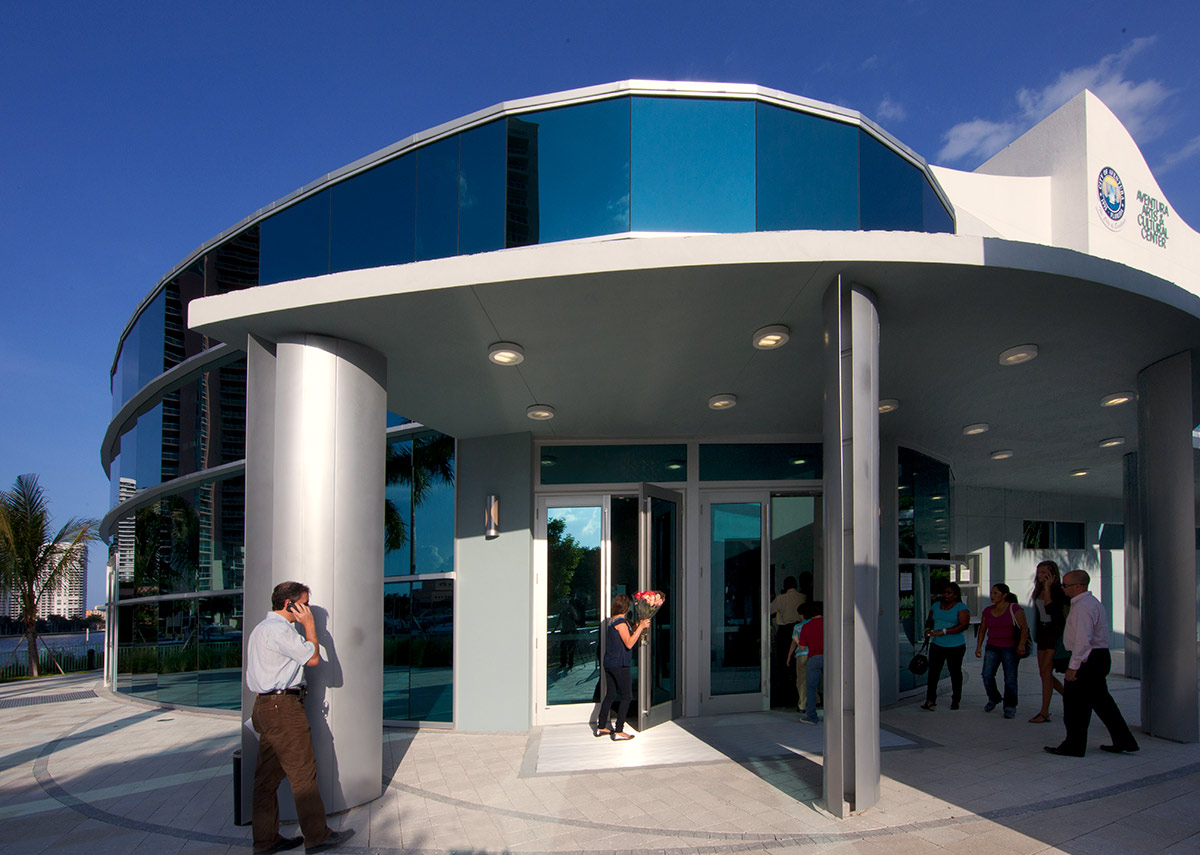 Architectural view of Aventura Arts snd Cultural Center - Aventura. FL.