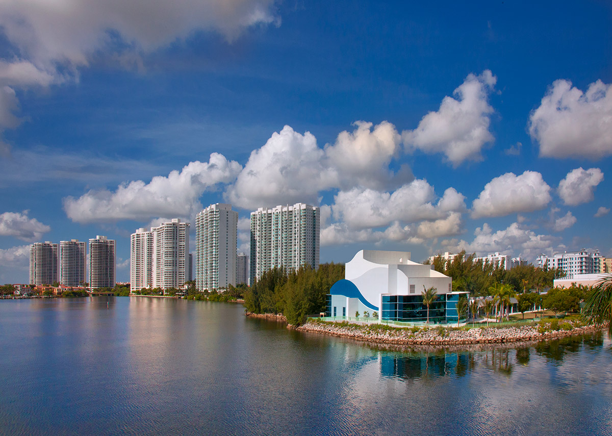 Architectural view of Aventura Arts snd Cultural Center - Aventura. FL.