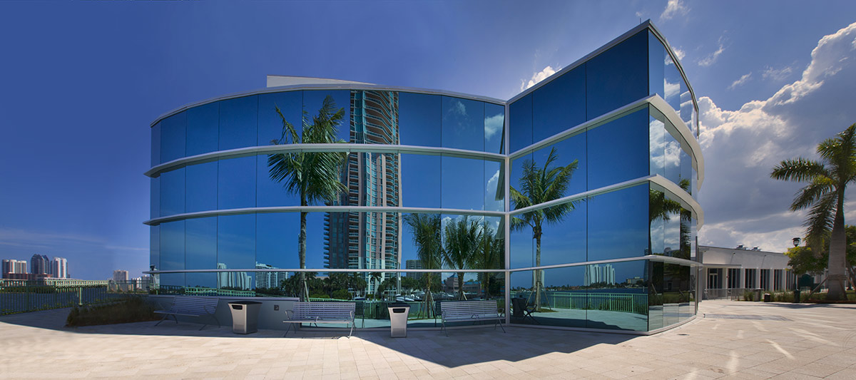 Architectural view of Aventura Arts snd Cultural Center - Aventura. FL.