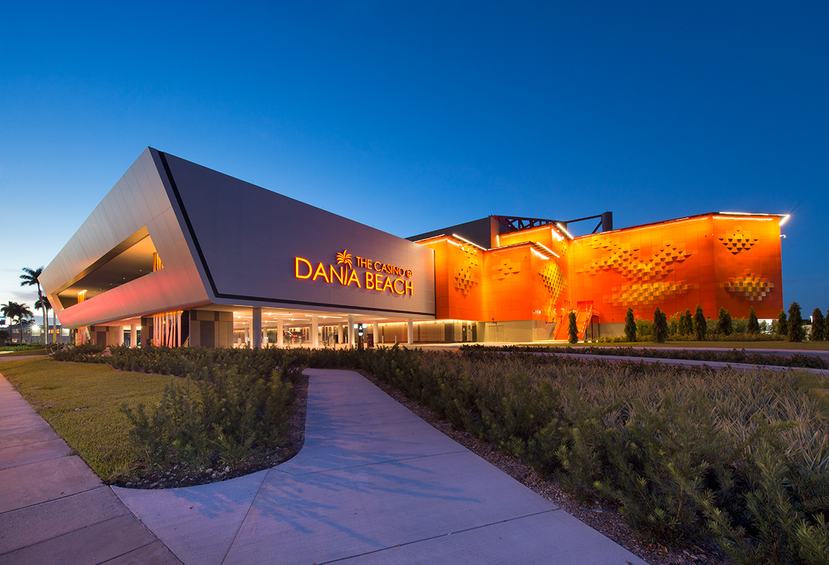 Architectural dusk view of the Casino at Dania Beach FL