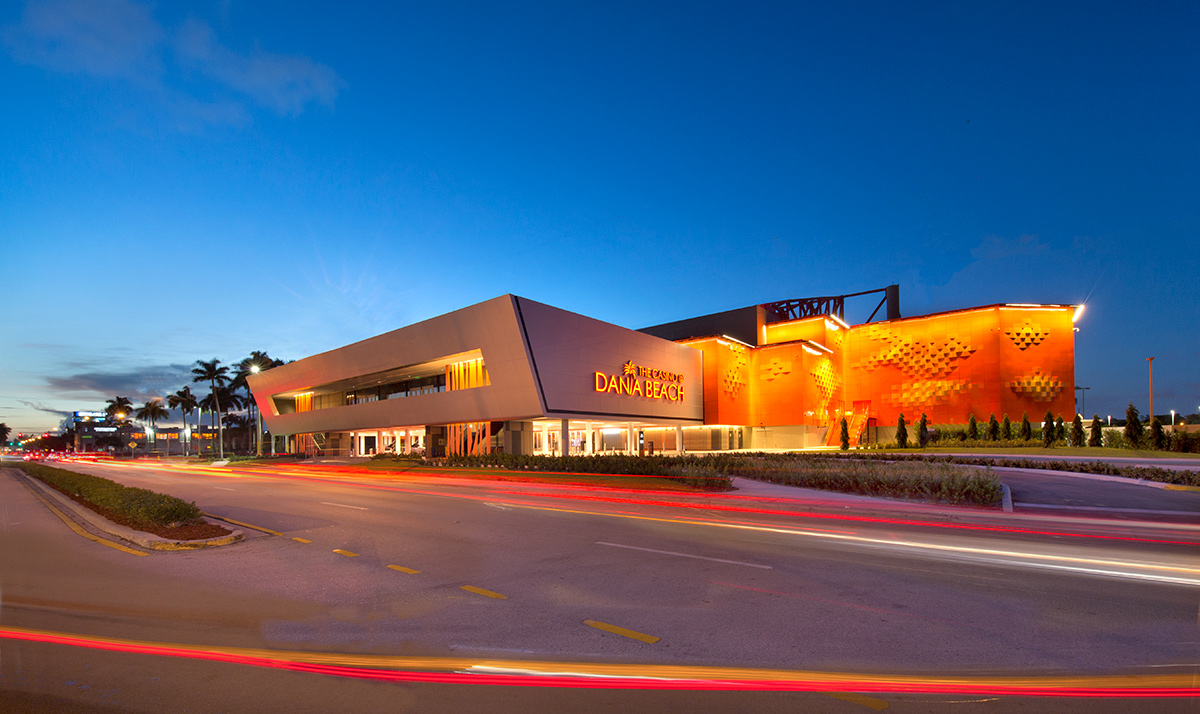 Architectural dusk view of the Casino at Dania Beach FL