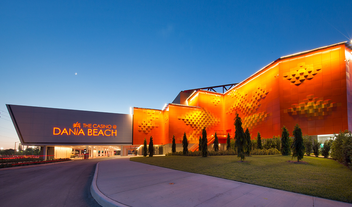 Architectural dusk view of the Casino at Dania Beach FL