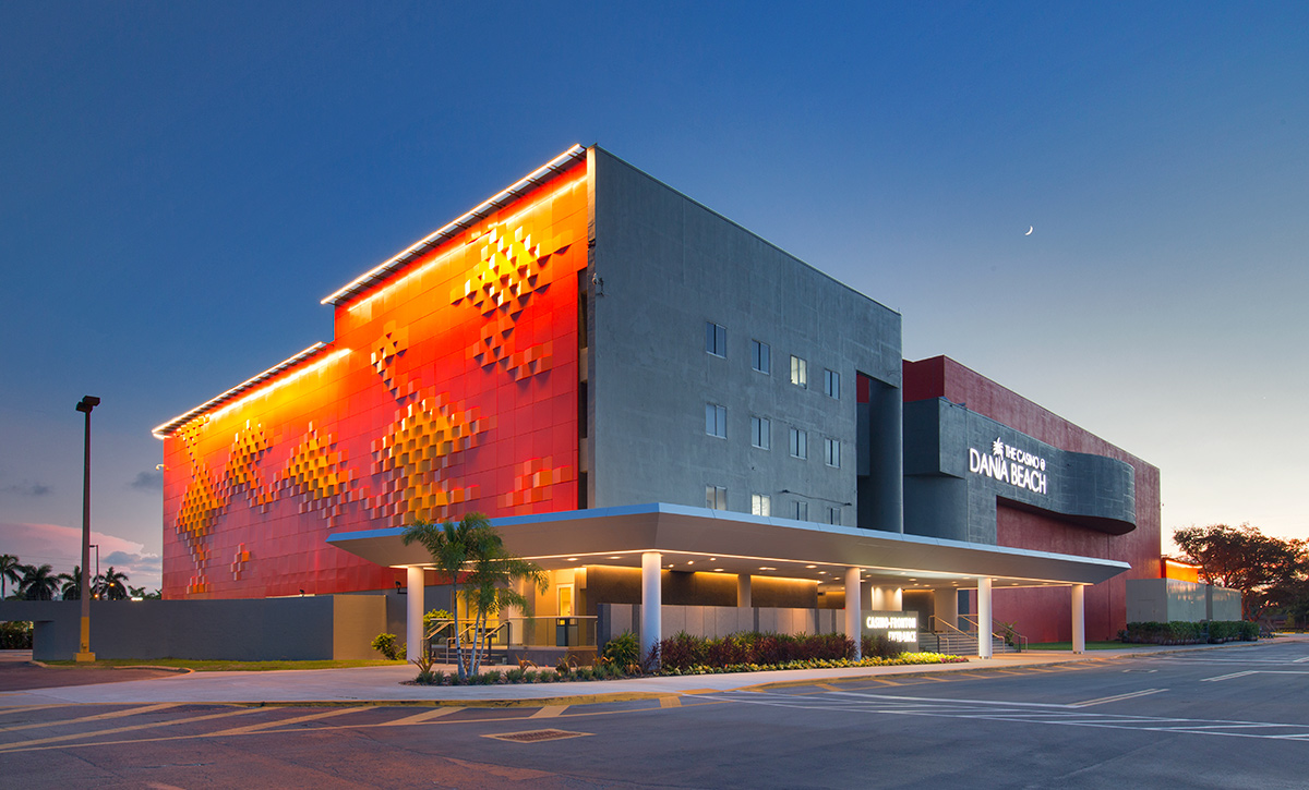 Architectural dusk view of the Casino at Dania Beach FL