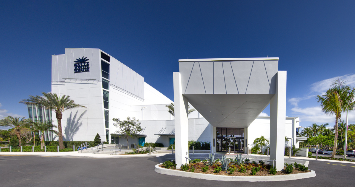 Architectural entrance view of Maltz theater in Jupiter, FL.