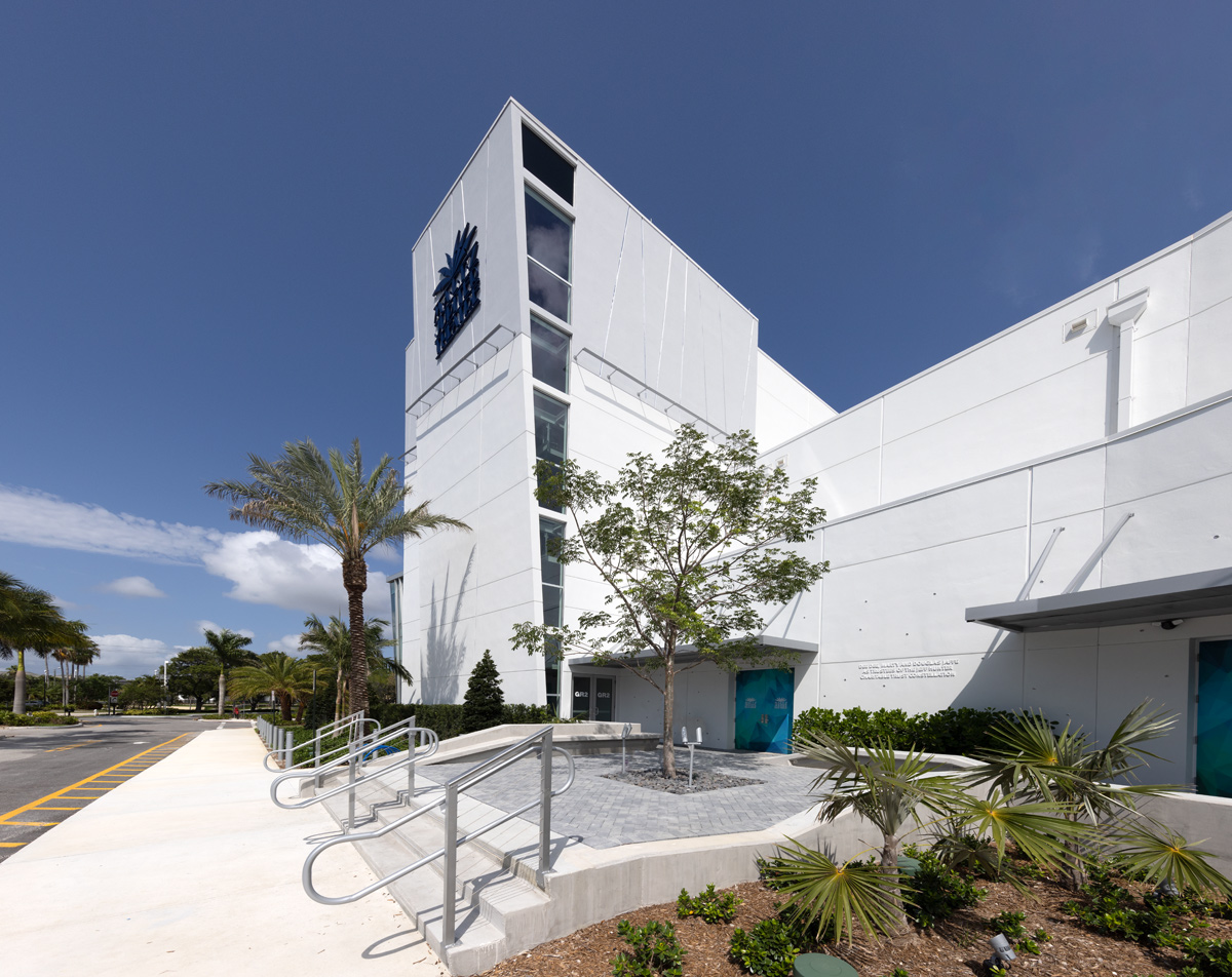Architectural plaza view of Maltz theater in Jupiter, FL.