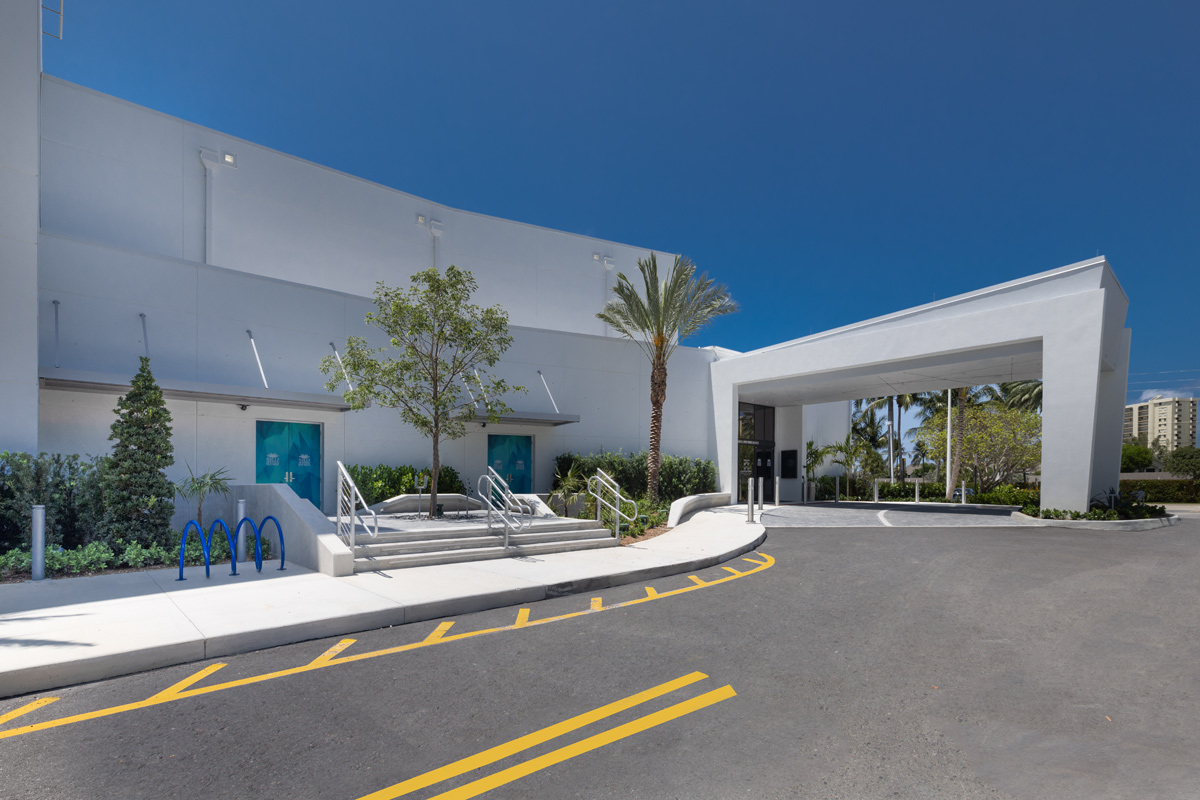 Architectural plaza view of Maltz theater in Jupiter, FL.