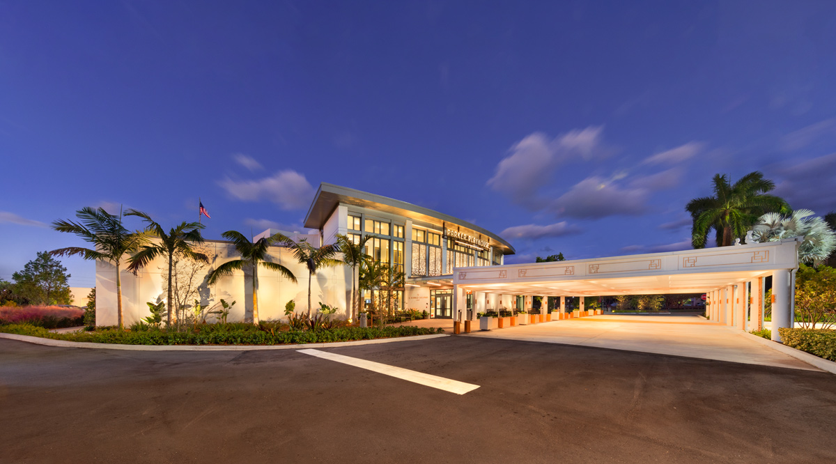 Architectural dusk view of the Parker Playhouse in Fort Lauderdale, FL. 