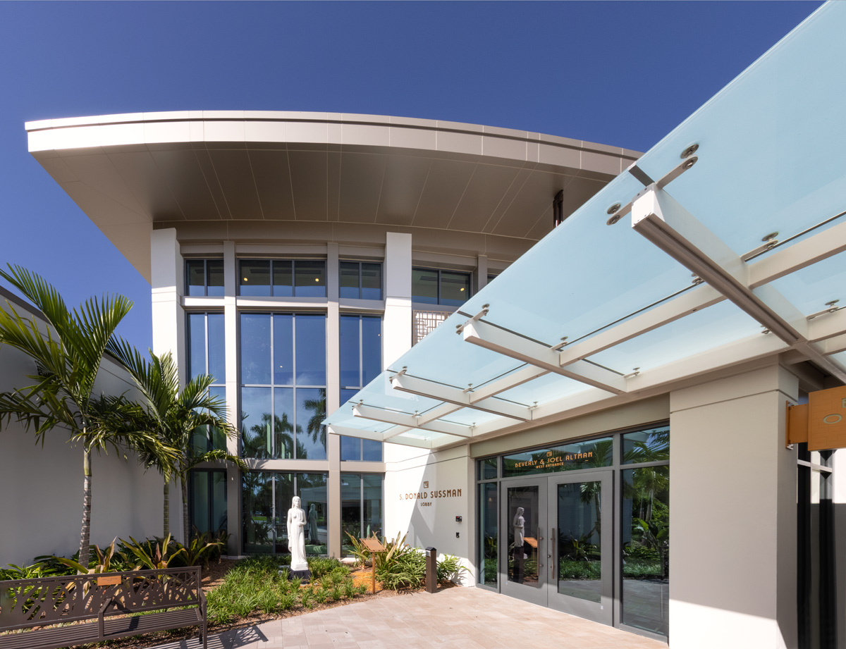 Architectural view of the Parker Playhouse entrance in Fort Lauderdale, FL. 