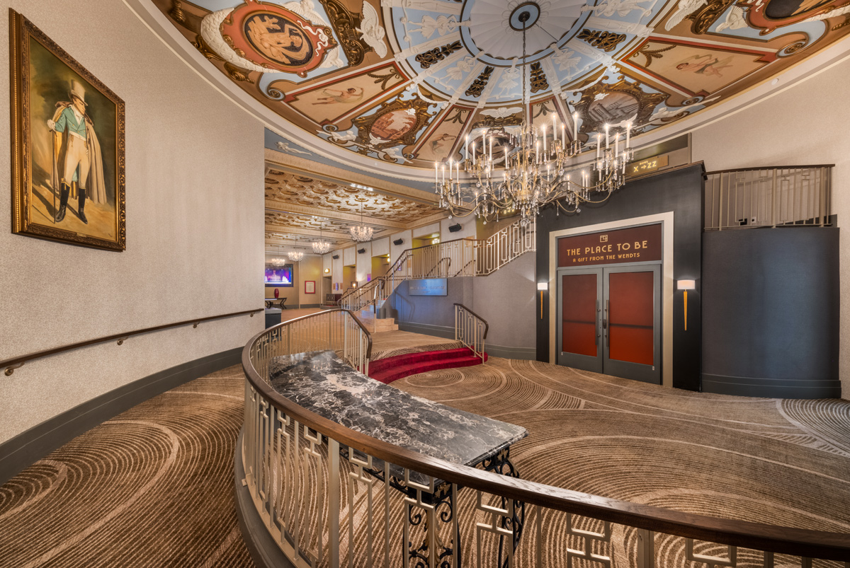 Interior design view of the Parker Playhouse theater access lobby in Fort Lauderdale, FL. 