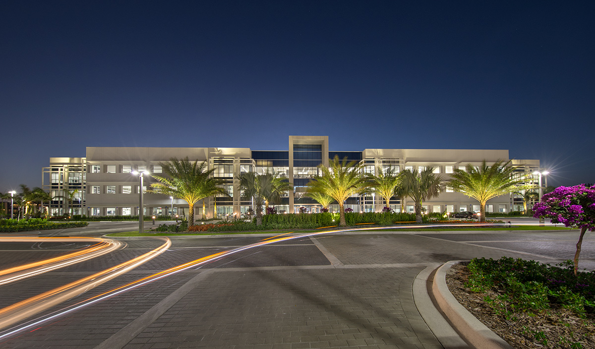 Architectural dusk view of Telemundo Headquarters - Doral, FL