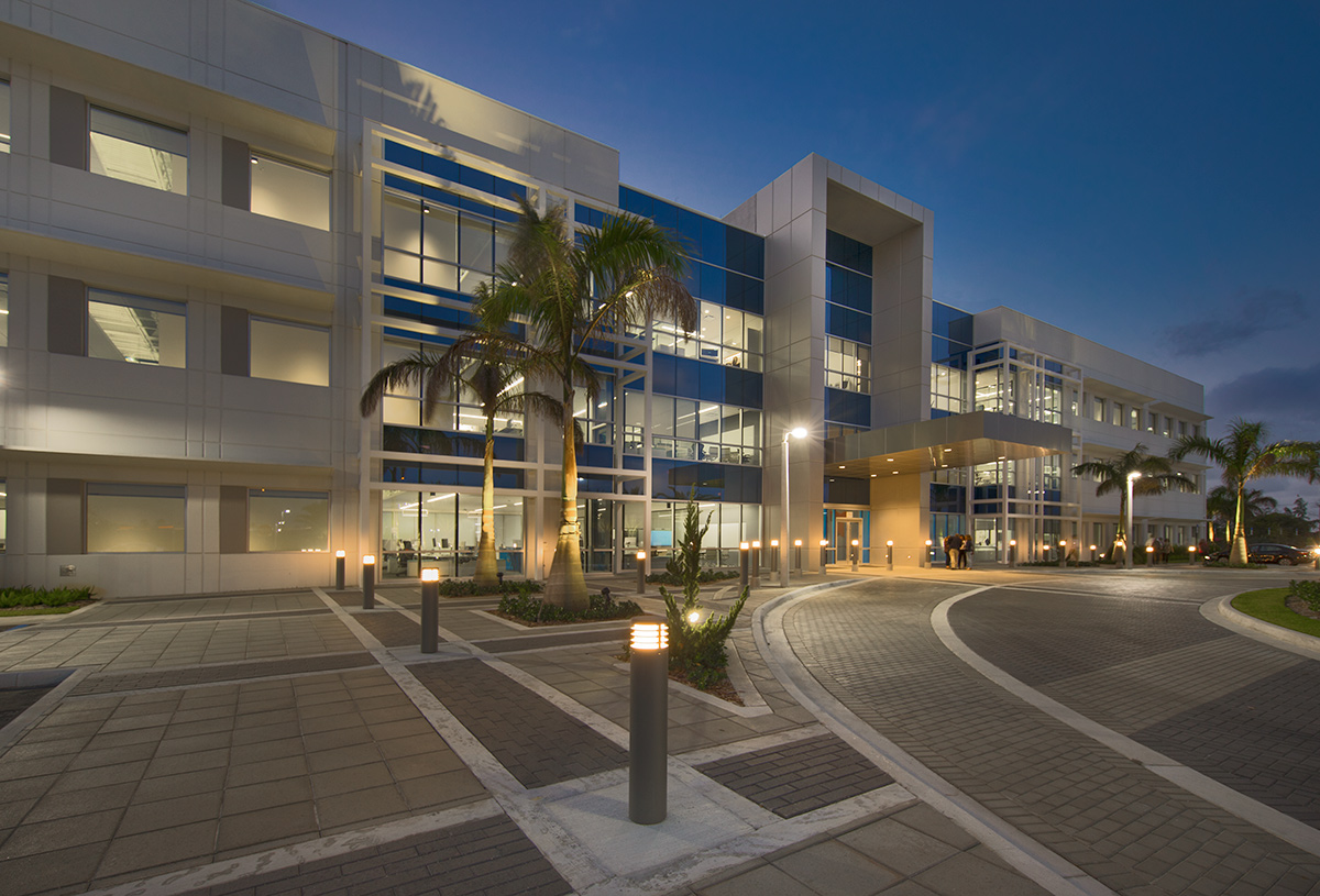 Architectural dusk view of Telemundo Headquarters - Doral, FL