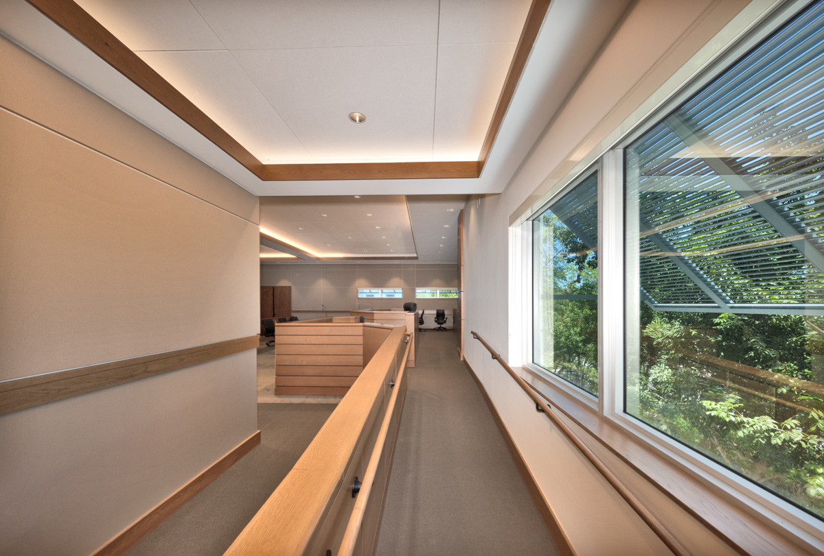 Interior design view of a courtroom at the Monroe County Courthouse - Islamorada, FL.