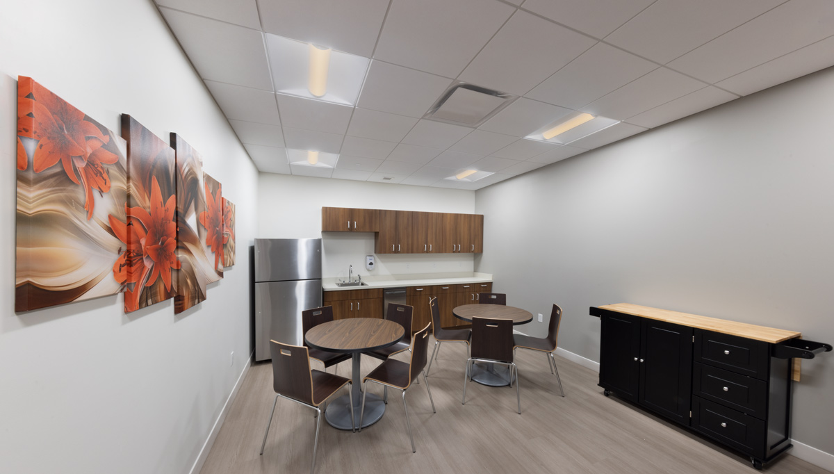 Interior design view of the staff break room at the Monroe County Detention - Islamorada,FL.