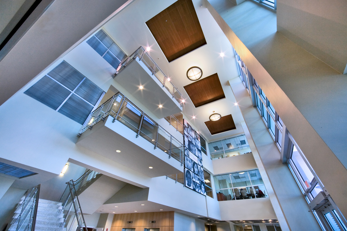 Interior design view of the lobby atrium at the Children's Services Council - West Palm Beach, FL.