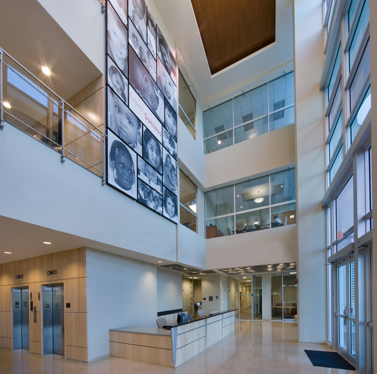 Interior design view of the lobby atrium at the Children's Services Council - West Palm Beach, FL.