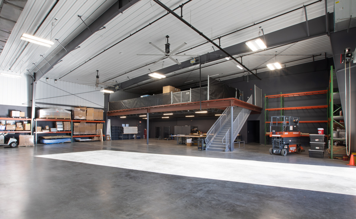 Interior design view of repair bay at the Palm Beach Gardens ops center.