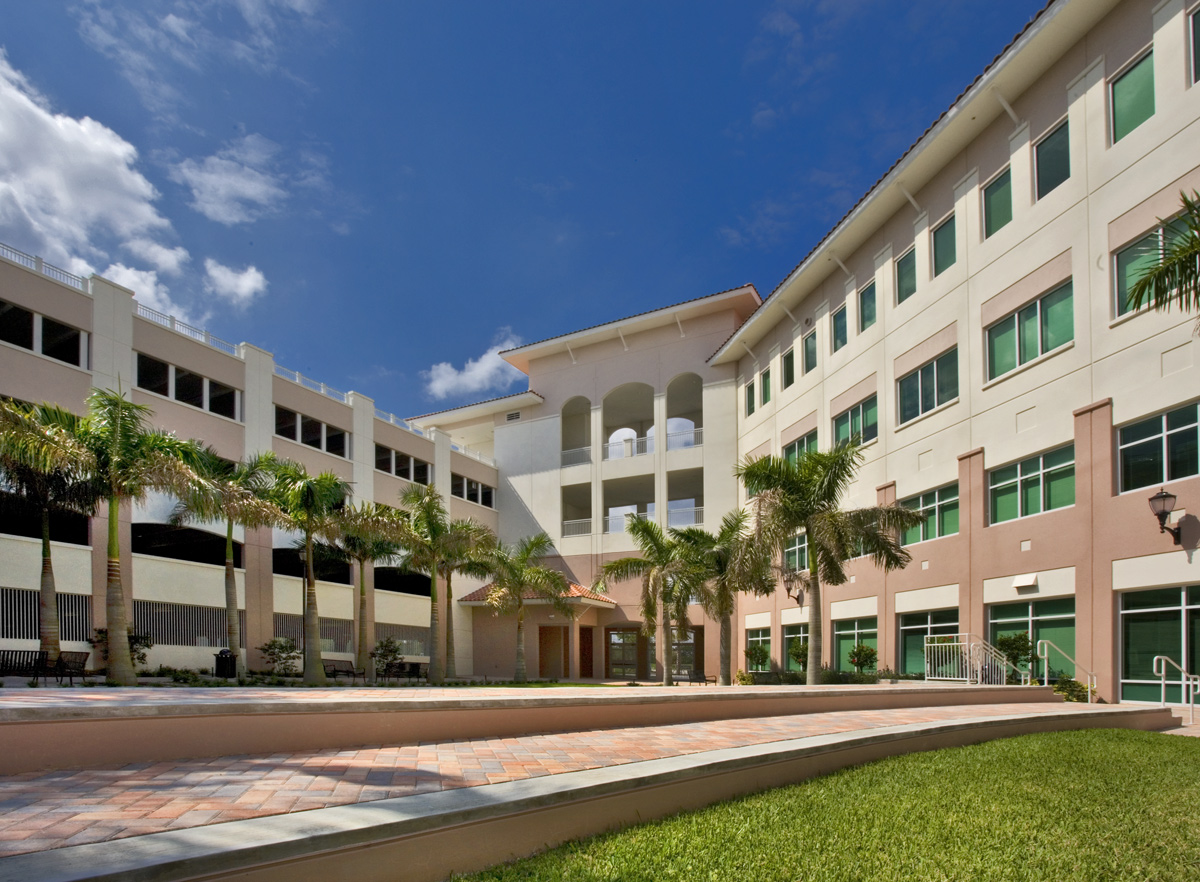 Architectural courtyard view of the Palm Beach County Vista Center Boynton Beach, FL