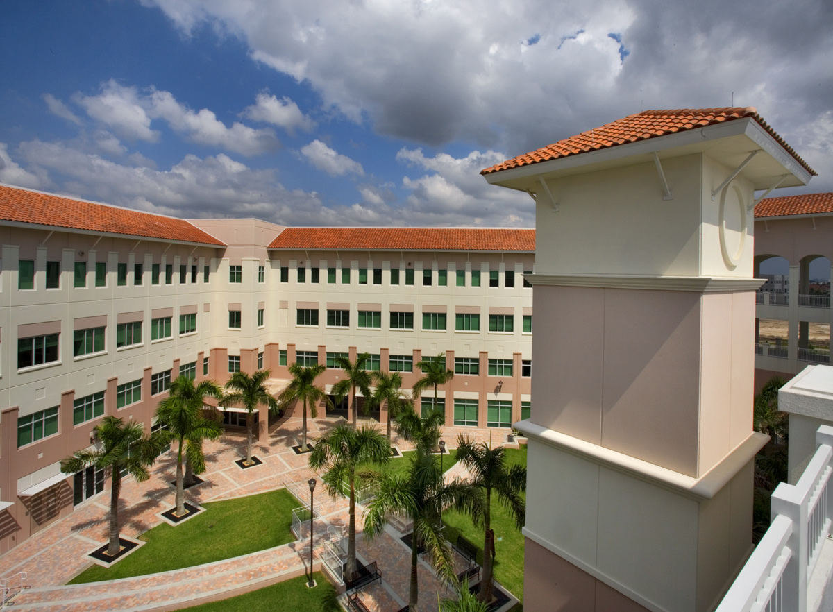 Architectural courtyard view of the Palm Beach County Vista Center Boynton Beach, FL