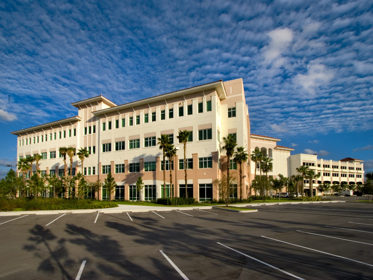 Architectural day view of the Palm Beach County Vista Center Boynton Beach, FL