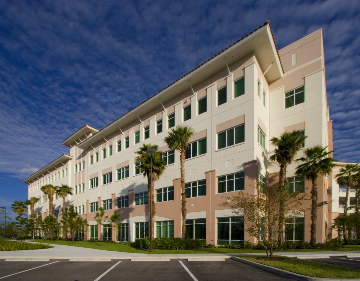 Architectural day view of the Palm Beach County Vista Center Boynton Beach, FL