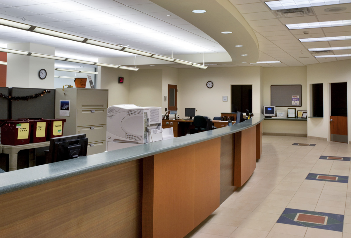 Interior design reception view of the Palm Beach County Vista Center Boynton Beach, FL