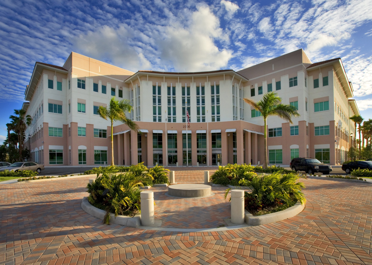 Architectural day view of the Palm Beach County Vista Center Boynton Beach, FL