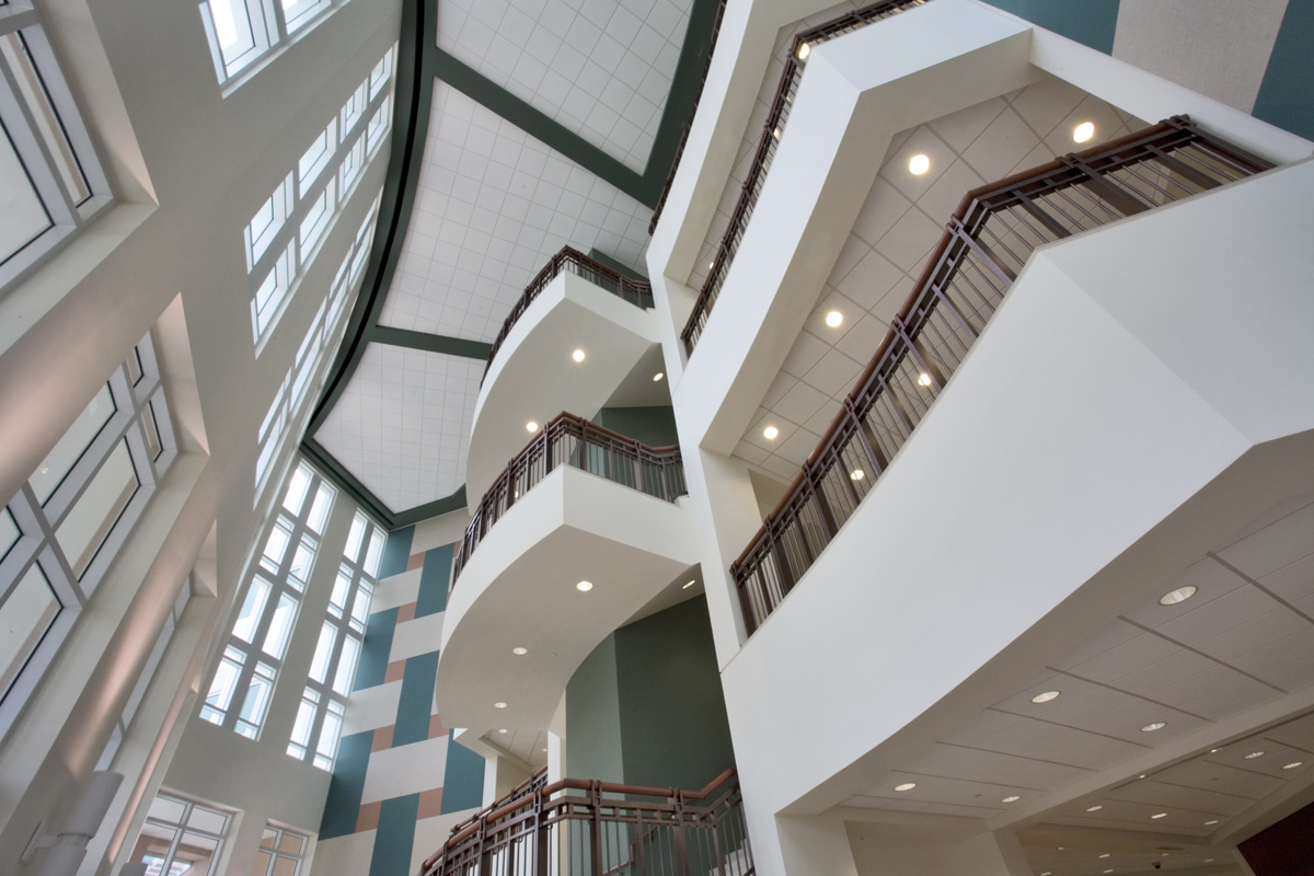 Interior design atrium view of the Palm Beach County Vista Center Boynton Beach, FL