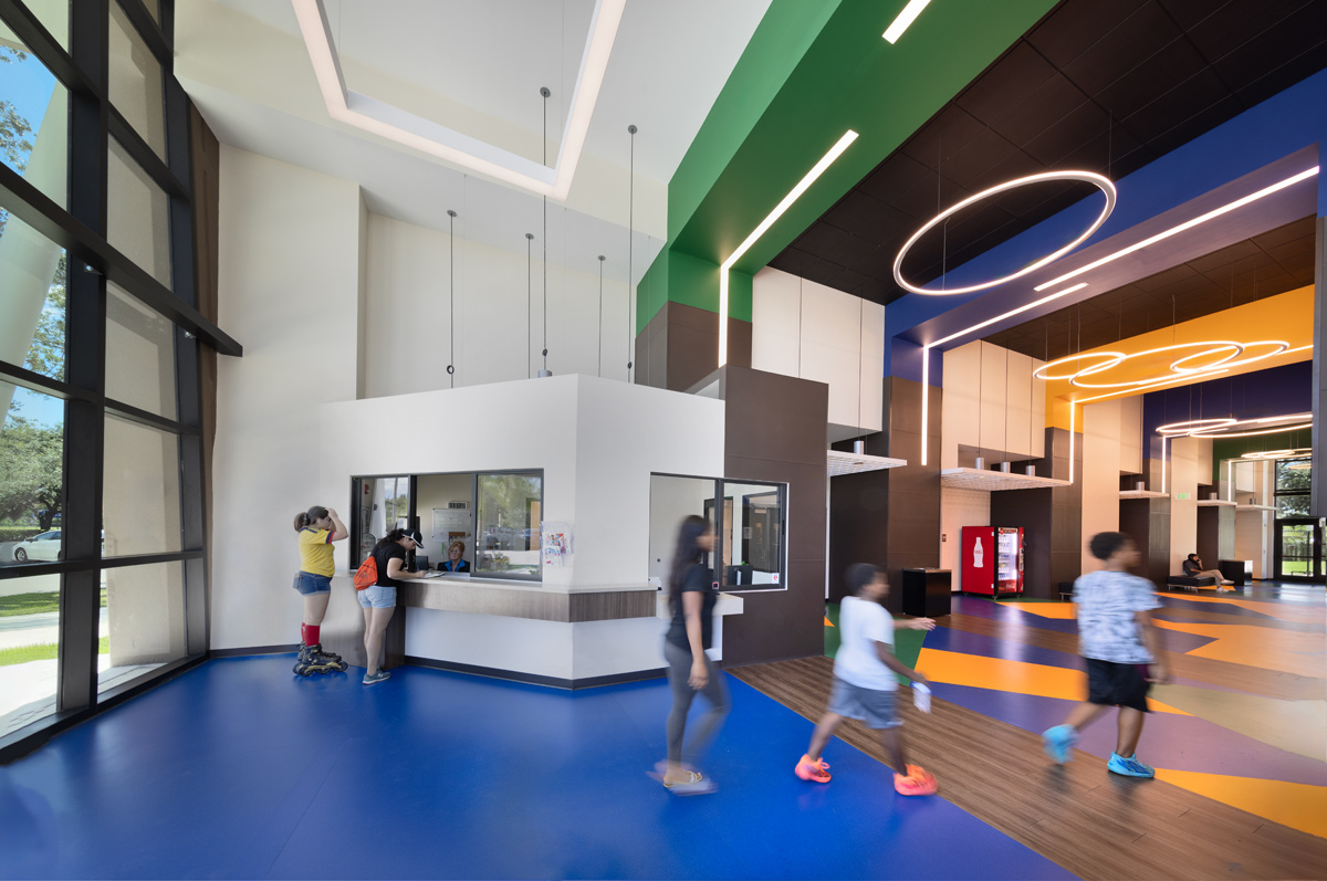 Interior design lobby reception view at the Sunrise Athletic Center - Sunrise, FL.