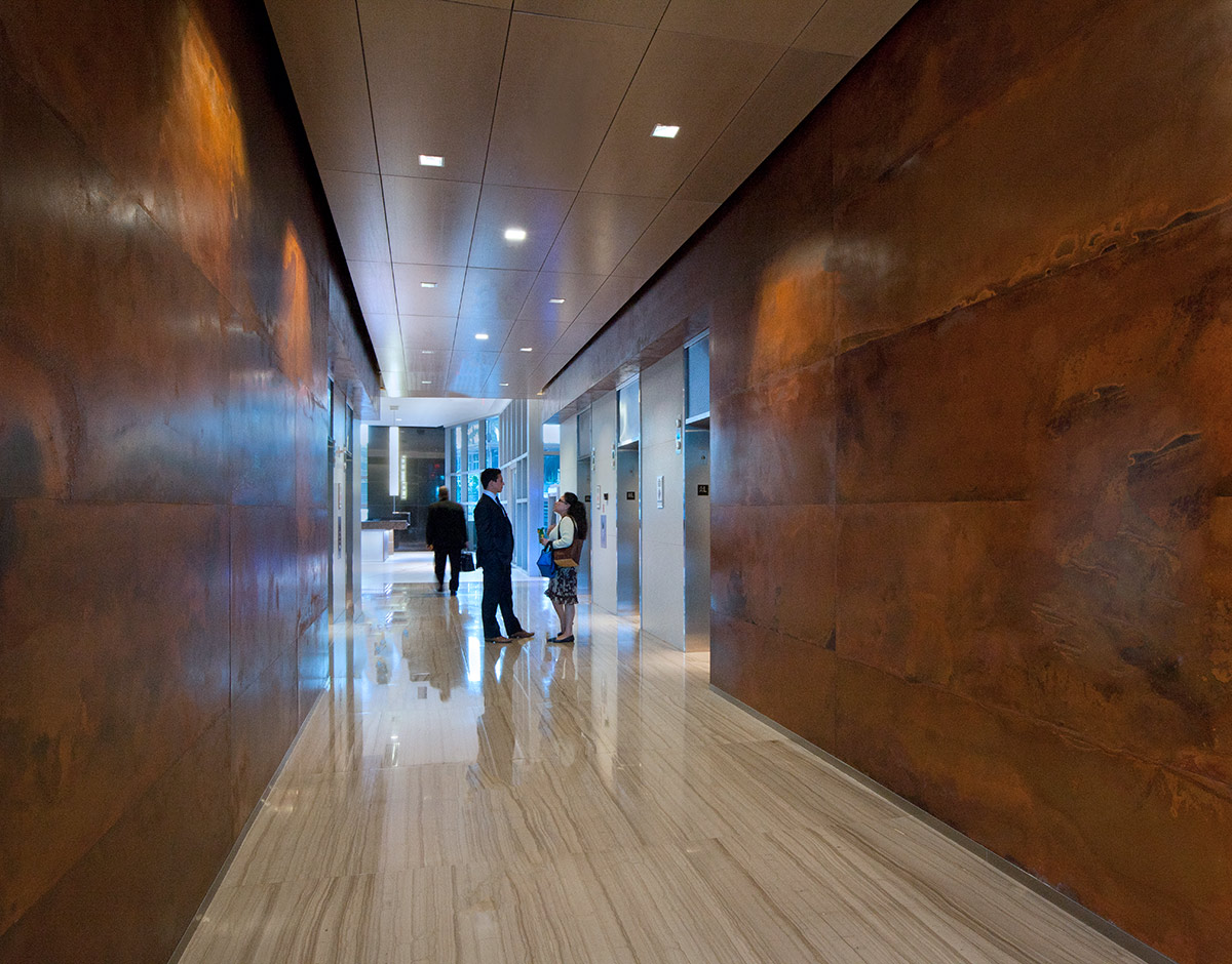 Interior design view of 1450 Brickell office tower.