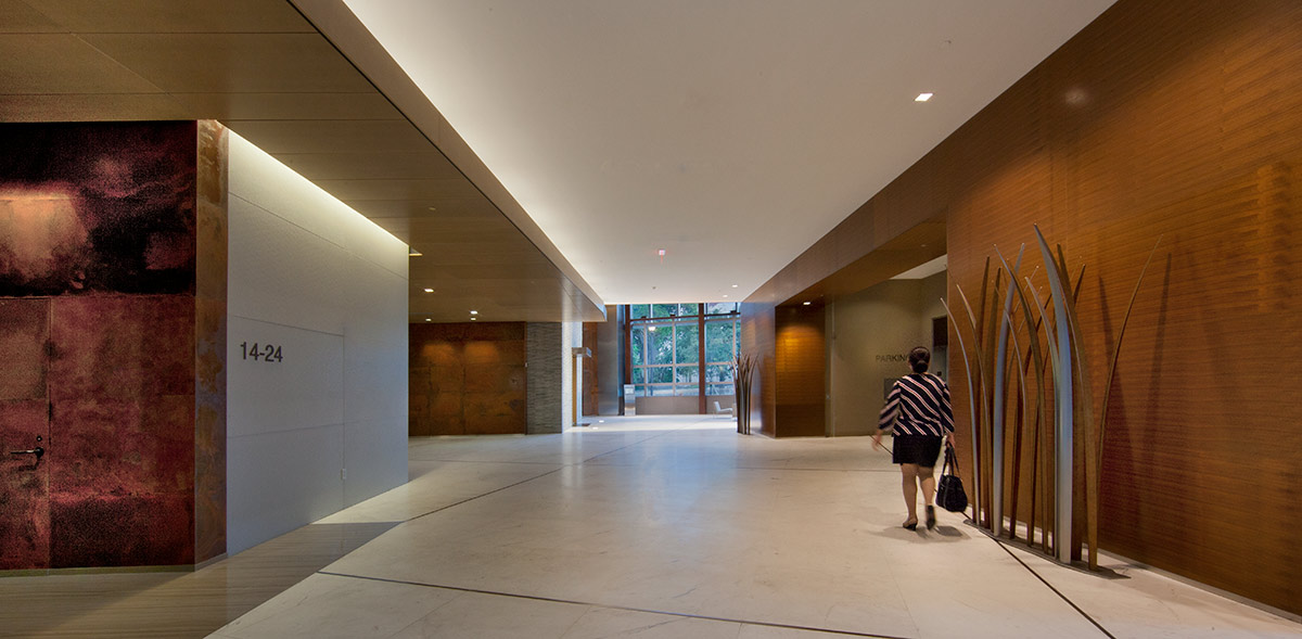 Interior design view of 1450 Brickell office tower.