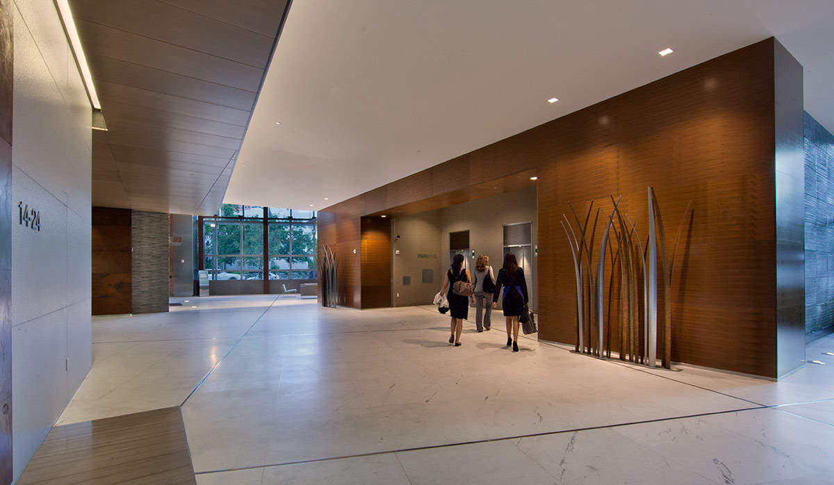 Interior design view of 1450 Brickell office tower.