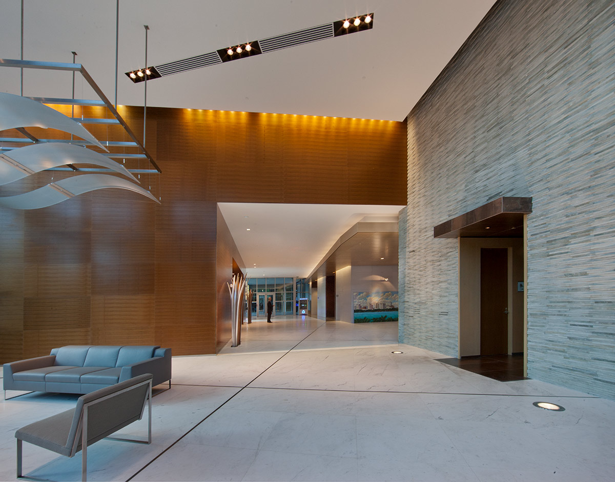 Interior design view of 1450 Brickell office tower.