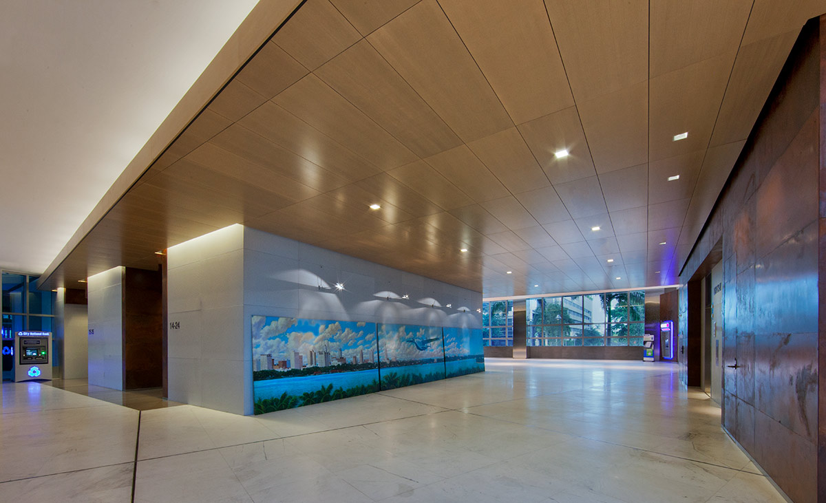 Interior design view of 1450 Brickell office tower.