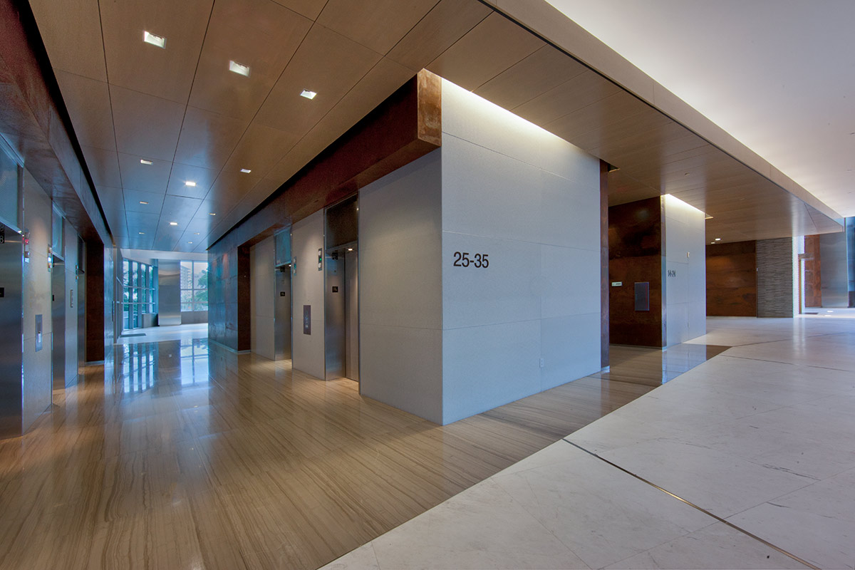 Interior design view of 1450 Brickell office tower.