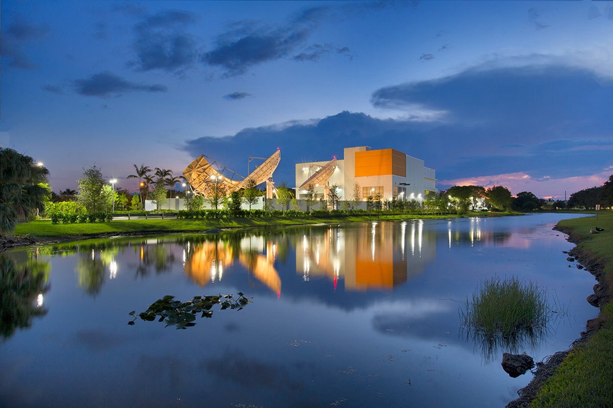 Scenic dusk view of the HBO data center in Sunrise, FL 