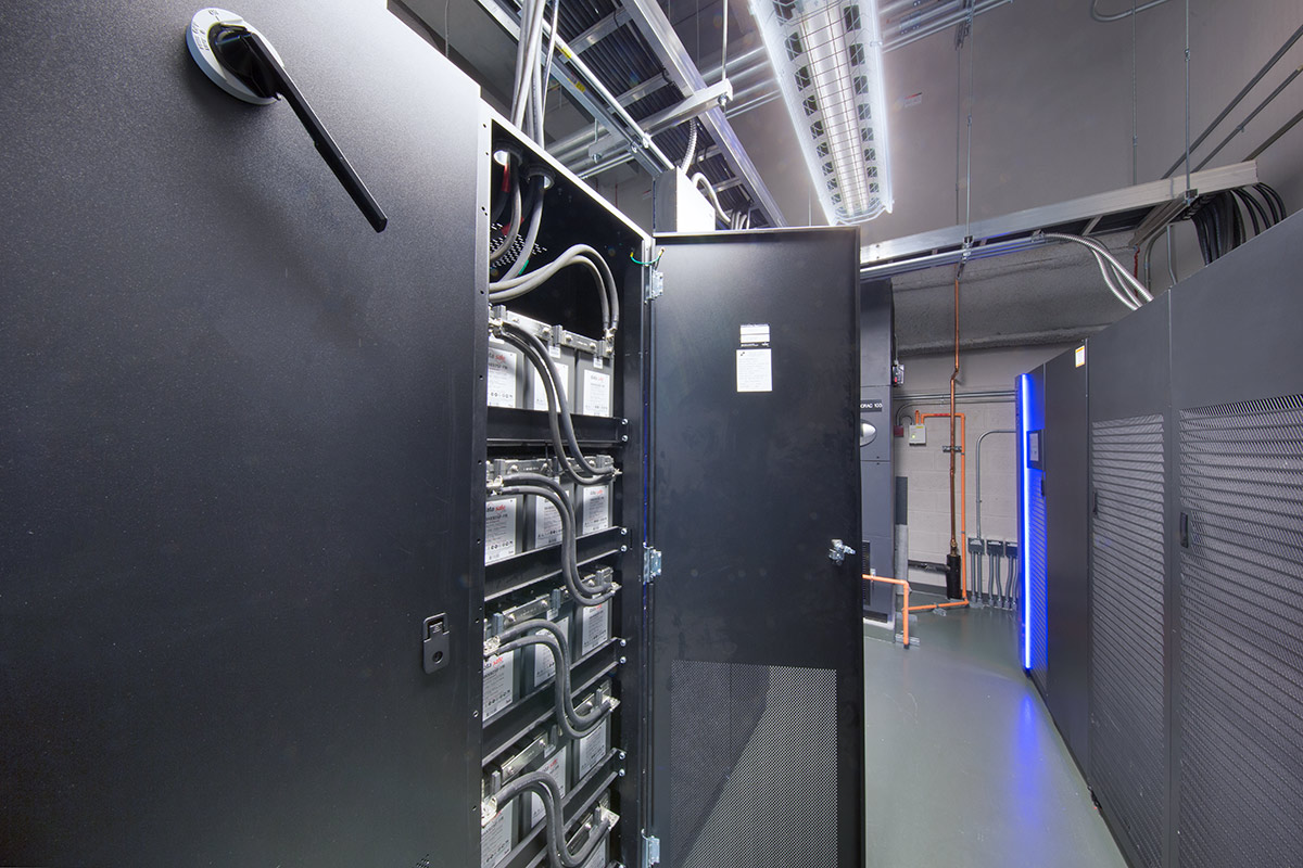 Interior design view of the HBO data center tech room.