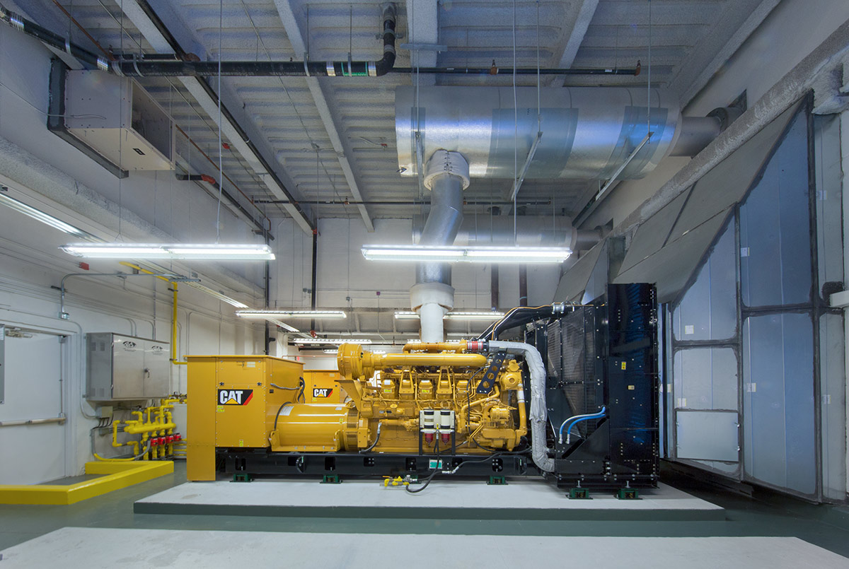 Interior design view of the HBO data center generator room.