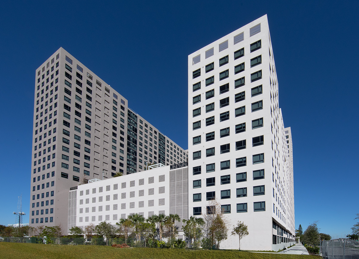 Architectural bar view at FIU Miami One student housing,