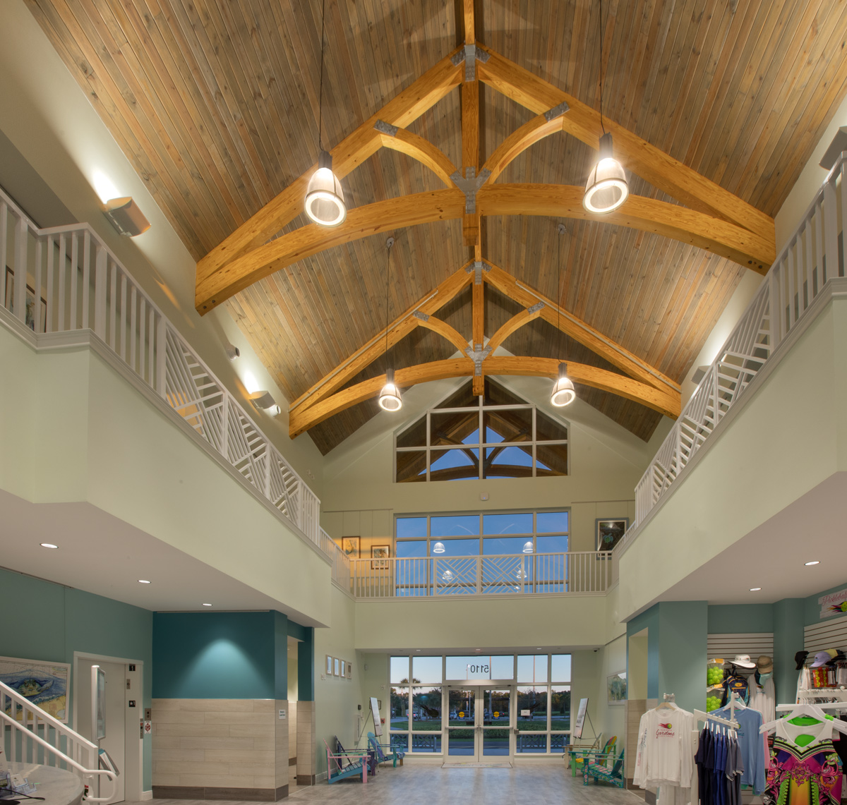 Architectural ceiling detail of the Palm Beach Gardens, FL tennis clubhouse.