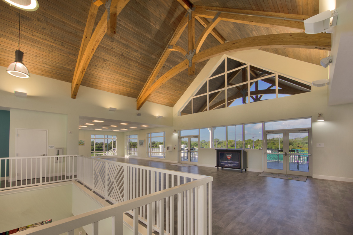 Architectural ceiling detail of the Palm Beach Gardens, FL tennis clubhouse.