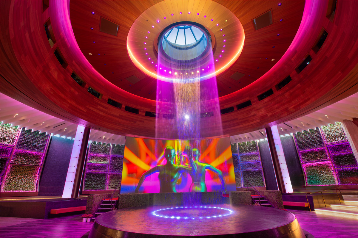 Interior design view of the oculus at the Hard Rock Hollywood hotel.