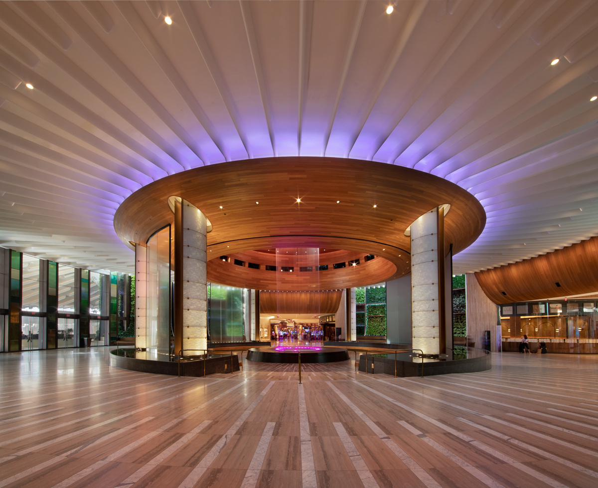 Interior design view of the oculus at the Hard Rock Hollywood hotel.