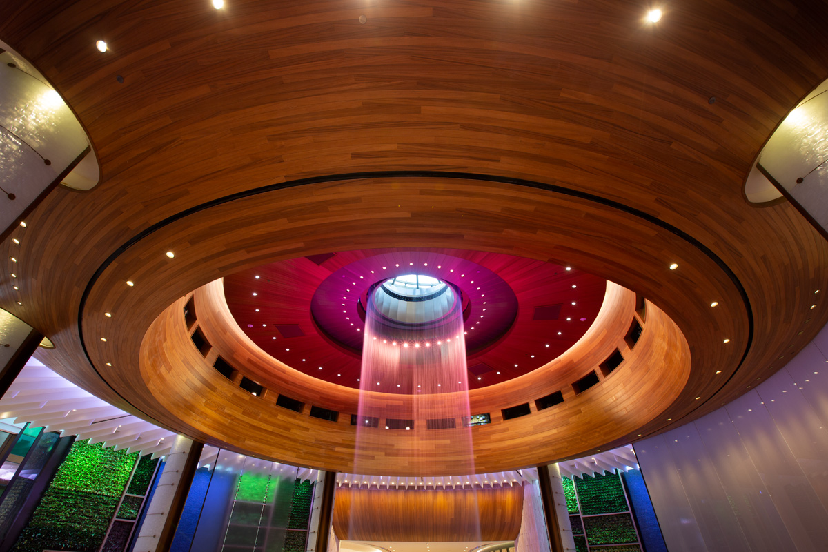 Interior design view of the oculus at the Hard Rock Hollywood hotel.