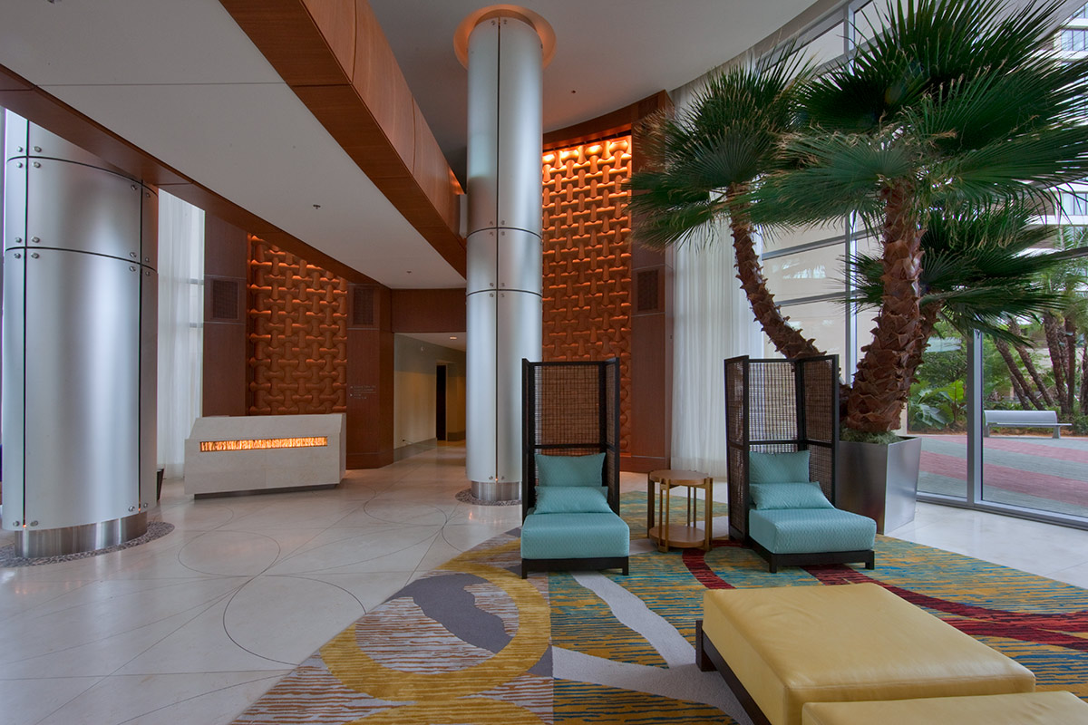 Interior design lobby view at Bay Lake Tower at Disney's Resort - Orlando, FL.