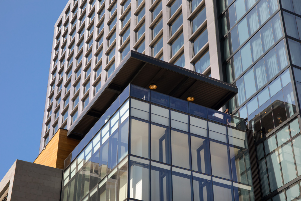 Architectural detail view of the JW Marriott at Water Street in Tampa, FL.