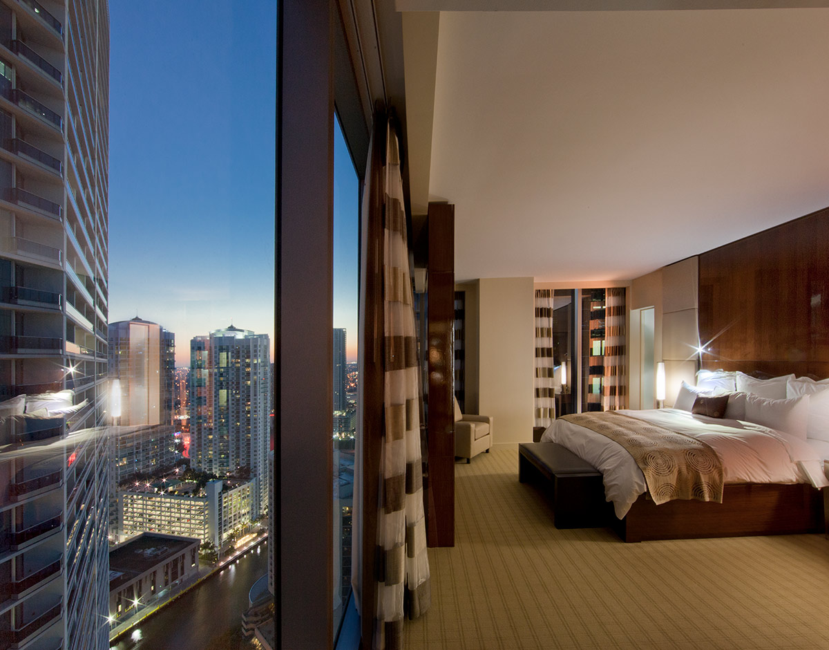 This suite at the JW Marriott Marquis in downtown Miami provides a luxury hospitality experience.