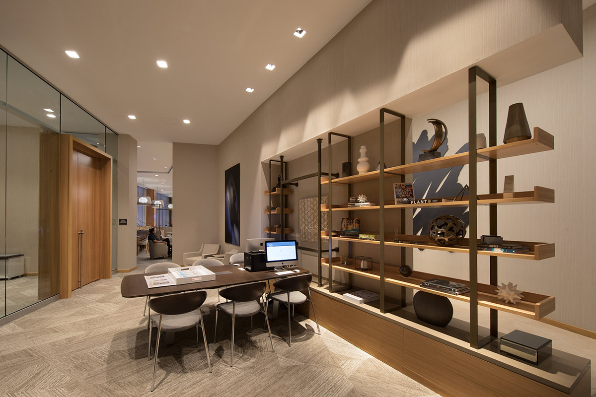 Interior design view of the business center at AC Hotel Aventura, FL.