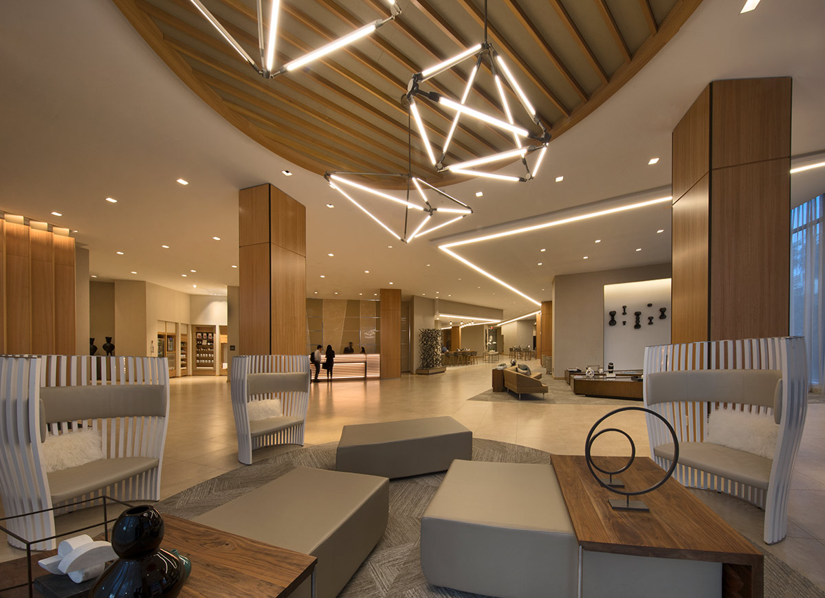 Interior design view of the reception lobby at AC Hotel Aventura, FL.